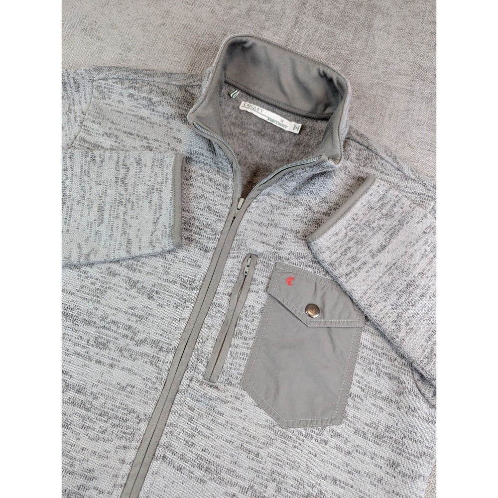 Criquet Jacket Mens M Heather Gray Full Zip Performance Sweater Fleece Golf